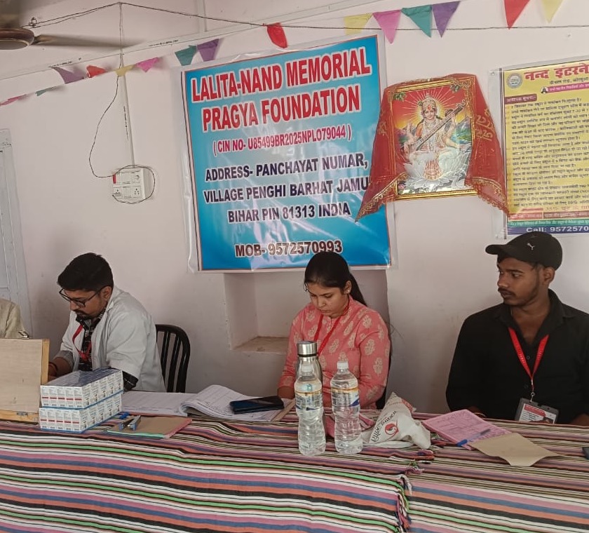 The registration desk at a free health camp